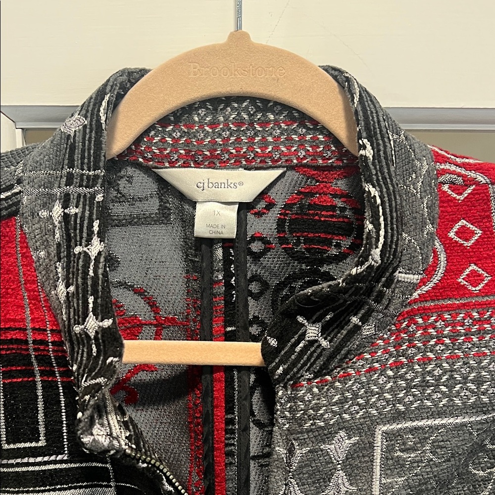 Stylish Women's Patchwork Jacket - Red and Black - image 2